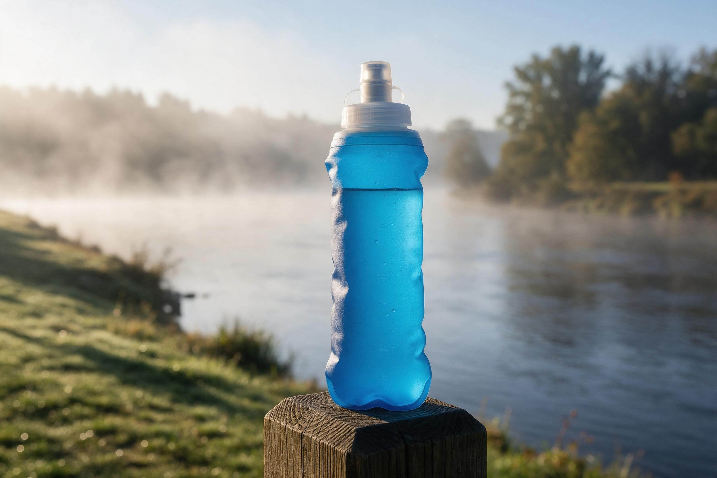 AI-generated blue bottle used as the demo product input
